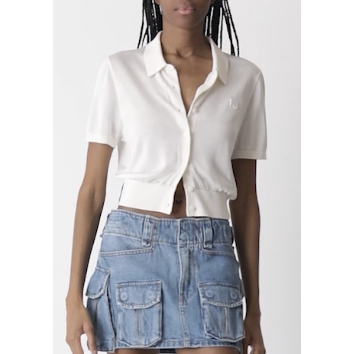 Nwt Alexander Wang Women's Polo Cardigan Sweater Top Soft White M Retail $350